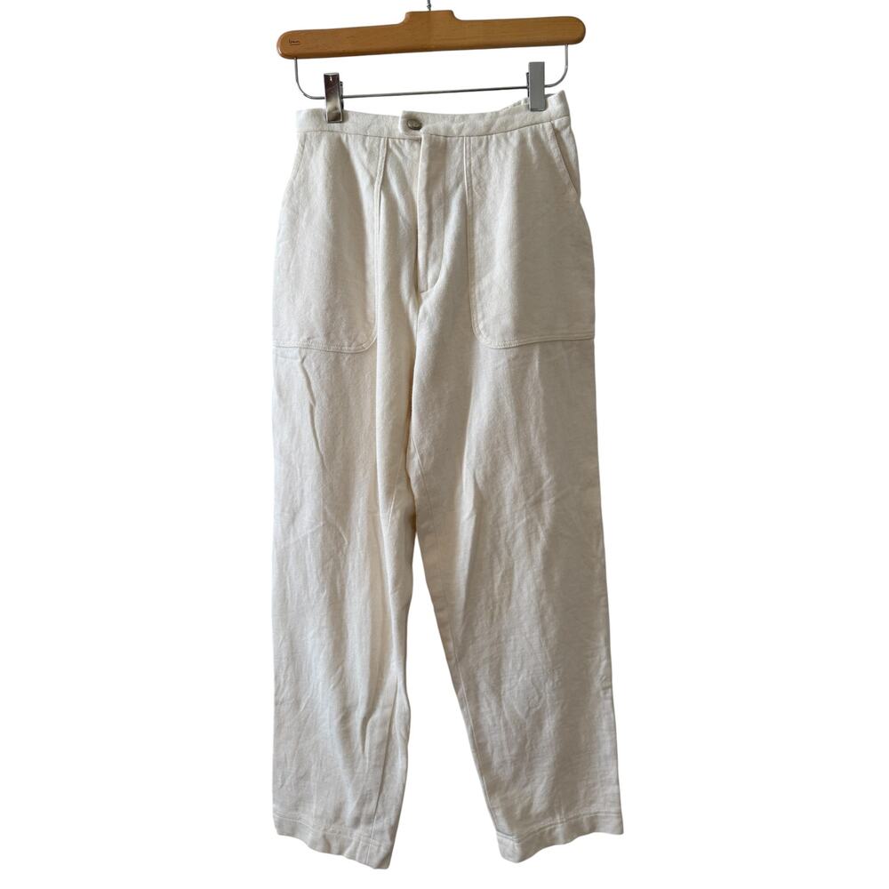 Vintage High Waisted Casual Cotton Knit Pants Off White